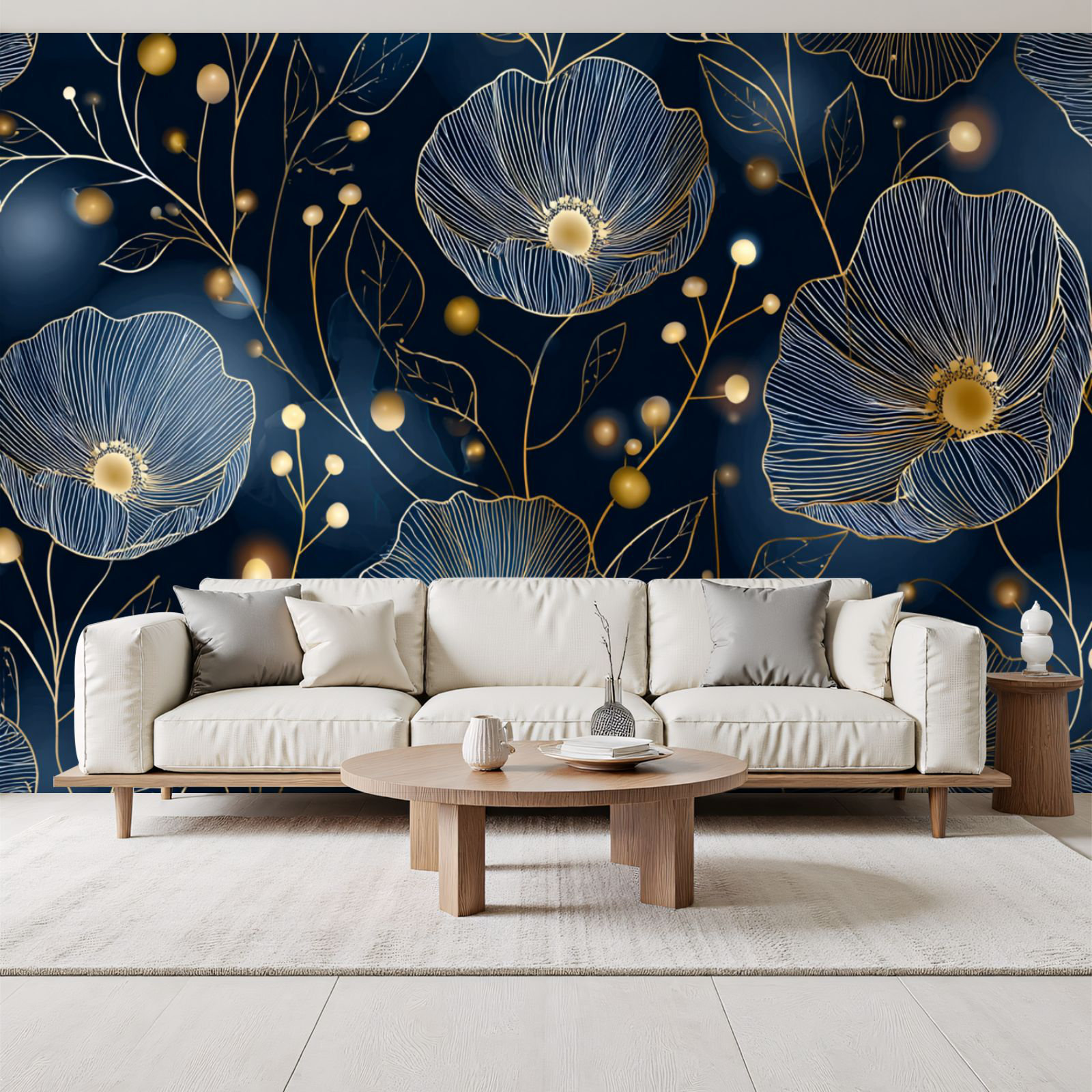 Red Barrel Studio Peel and Stick Wallpaper Vintage White Gold Floral ...
