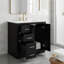 Meuble-lavabo autoportant de 30 po en noir avec lavabo en céramique, structure en bois massif, armoire de rangement avec 3 tiroirs et portes à fermeture douce (sans robinet)-130854240-130854244