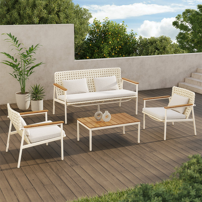 Kennae 4 - Person Outdoor Seating Group with Cushions
