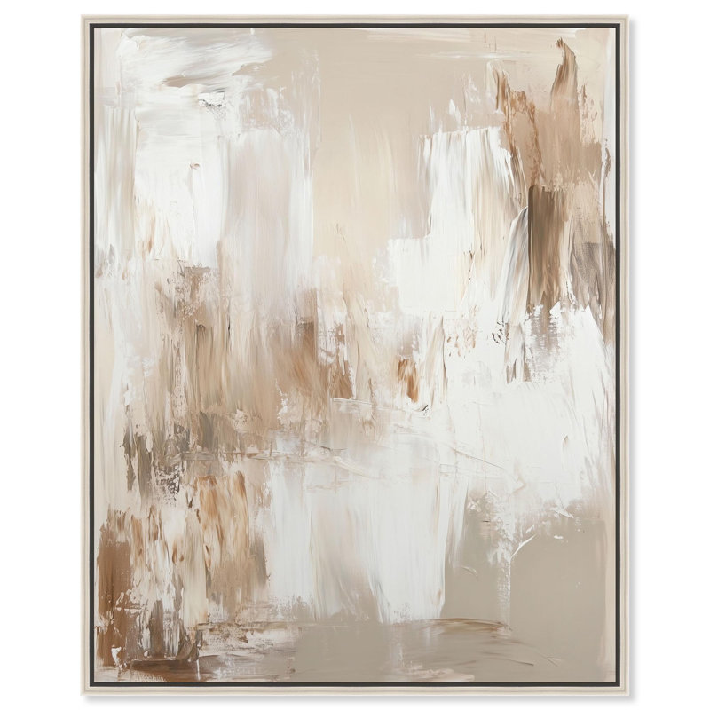 Latte Layers I, toile par Art Remedy, Cadre flottant, H 25 po x l 21 po, Argent argent