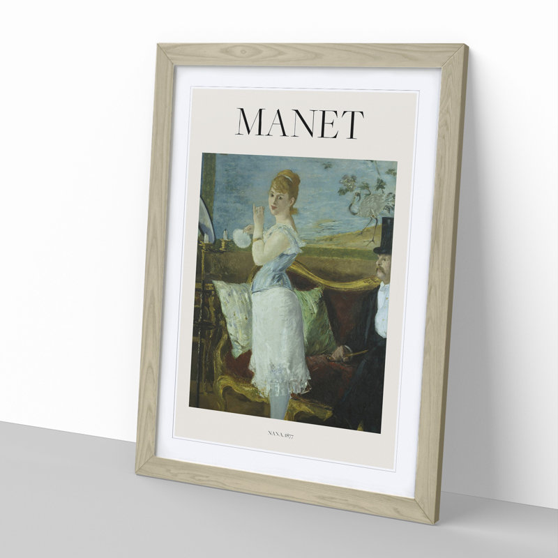 Nana by Edouard Manet - Picture Frame Painting, 36cm H x 27cm W x 2cm D, Oak