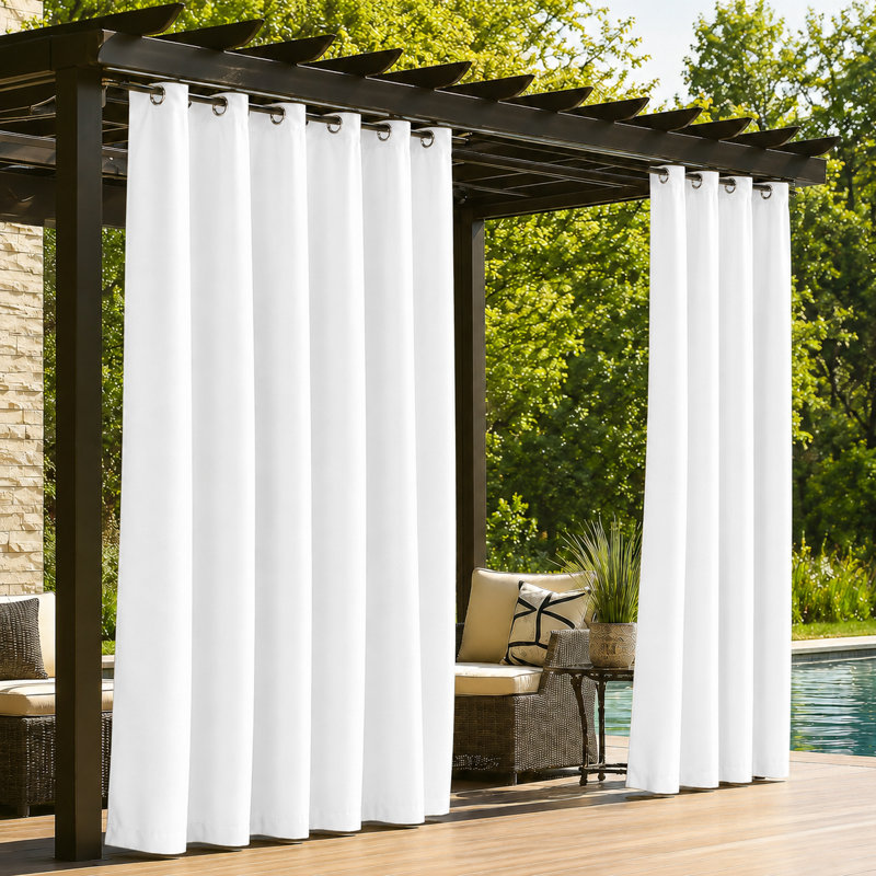 Rideaux occultants et imperméables 1 panneau pour patio / pergola / porche, Blanc, 4, L 54 po x L 84 po