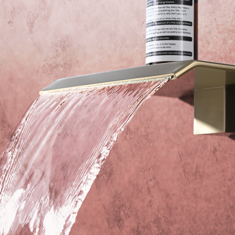 Wall Mount Waterfall Tub Faucet, Brushed Gold
