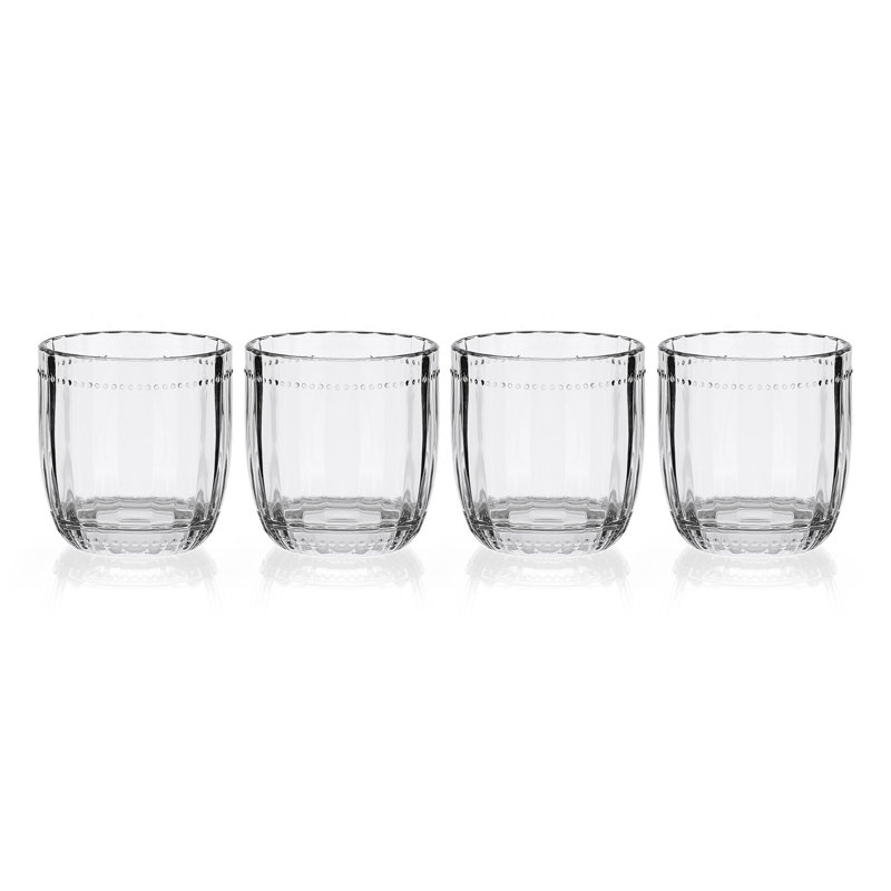 Max by Birch Lane™ Beaded Double Old Fashioned Beverage Rocks Glass, Clear