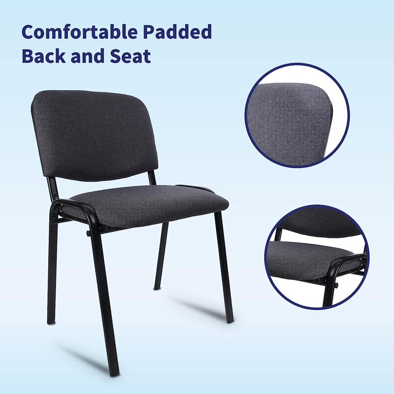 Gray Fabric Stackable Chair with Metal Frame and Lumbar Support