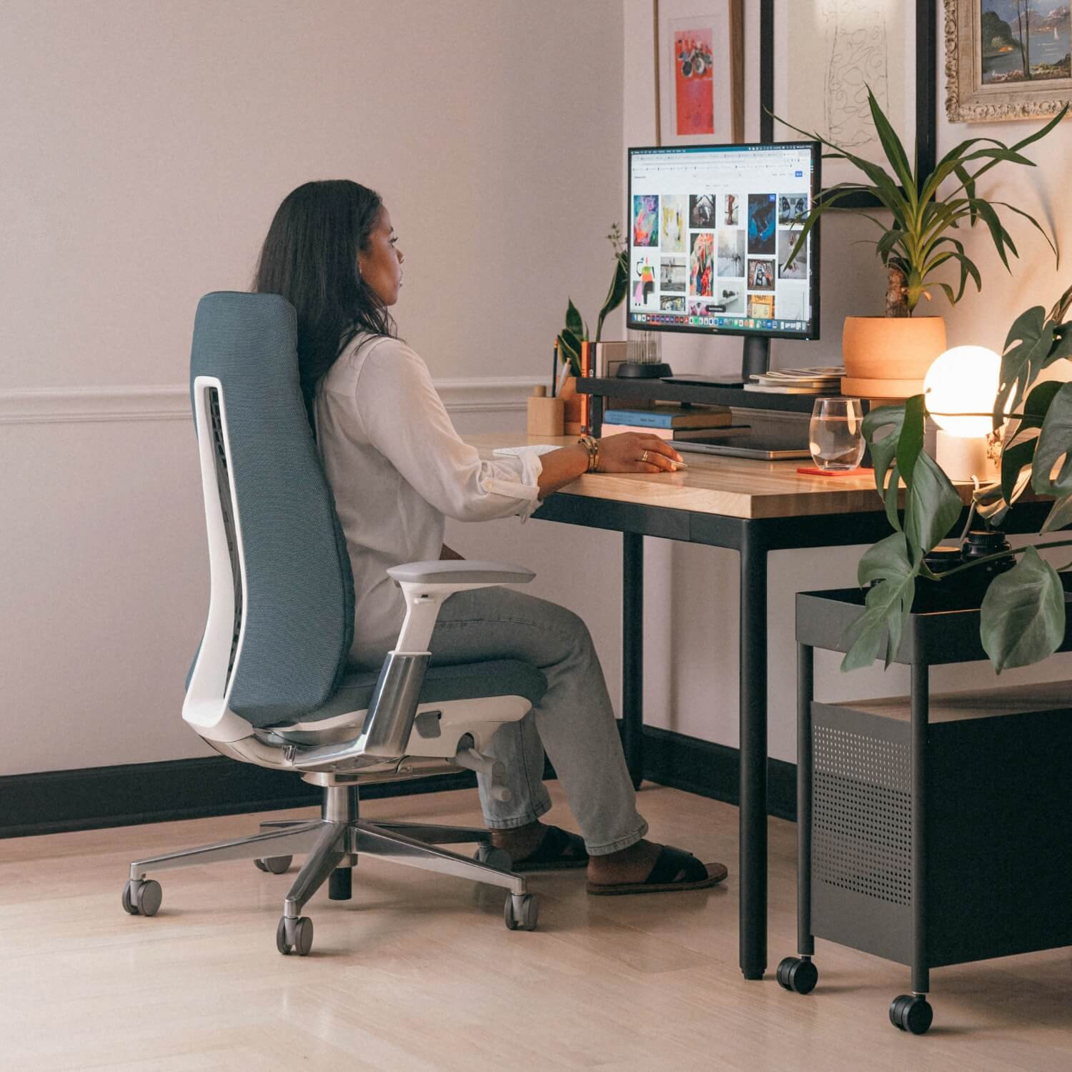 Fern Office Chair with Lumbar Support, No, Dark Lagoon