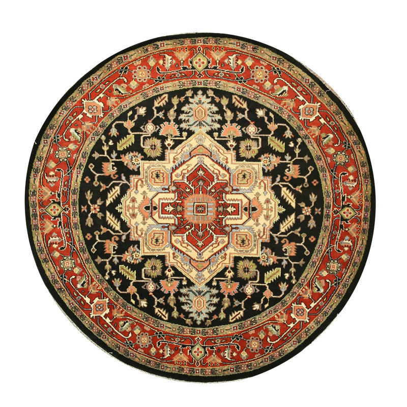 Ella Oriental Brown Hand Knotted Area Rug, Round 6'