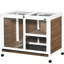 Lapin brun sur roulettes, bureau et table d'appoint, coque imperméable, cage en bois compacte