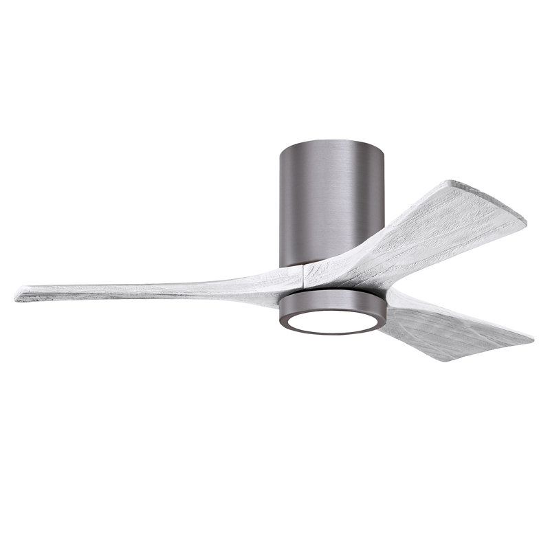 Olivier à 3 pales DEL standard avec ventilateur de plafond et ensemble d'éclairage inclus, Blanc mat, Étain brossé, 42"