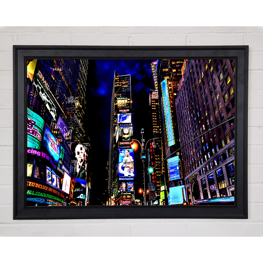 New York Times Square Blue Skys At Night Gerahmter Druck