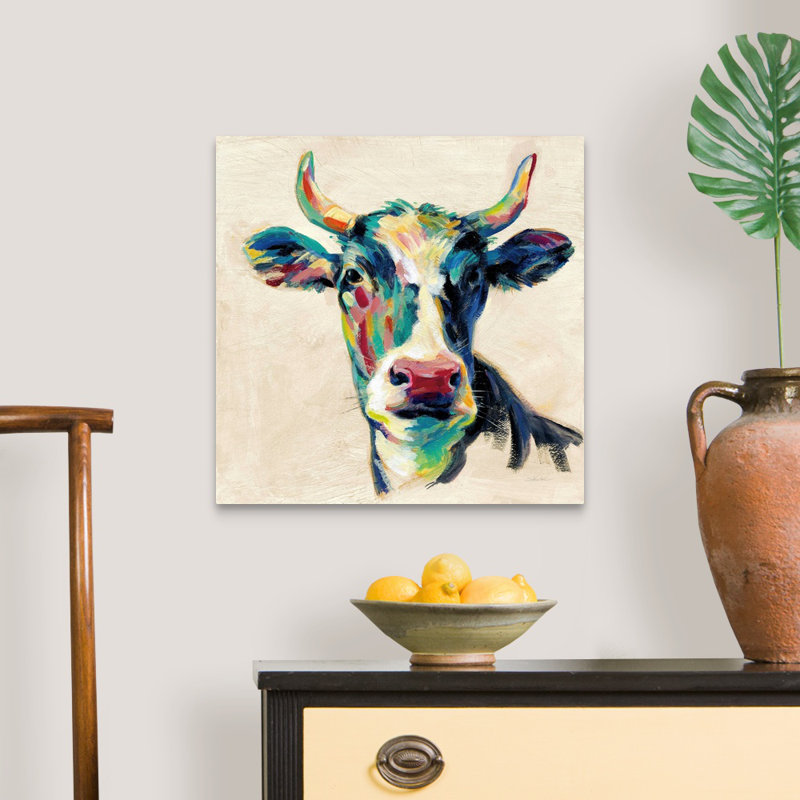 Art mural sur toile Expressionistic Cow II, Toile tendue, H 20 po x l 20 po x P 1 po