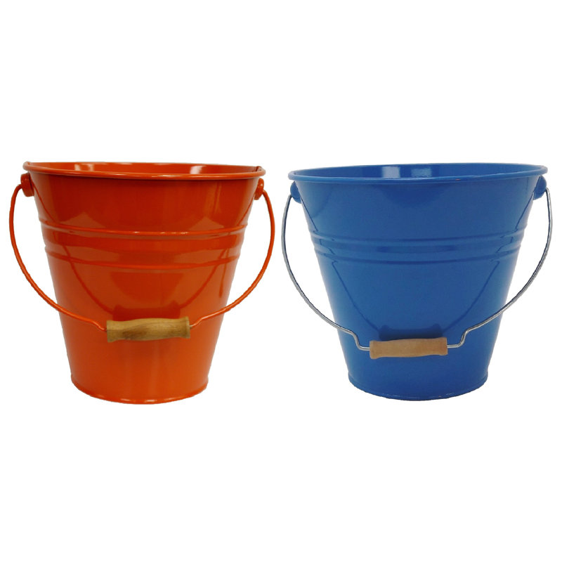 Ensemble de seaux en métal Fun, Bleu / Mandarine