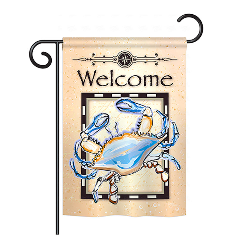 Drapeau de maison en polyester Poro Blue Crab, H 18,5 po x l 13 po
