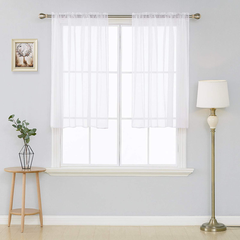 Sheer Curtain Panel Pair, White, 60" W x 84" L