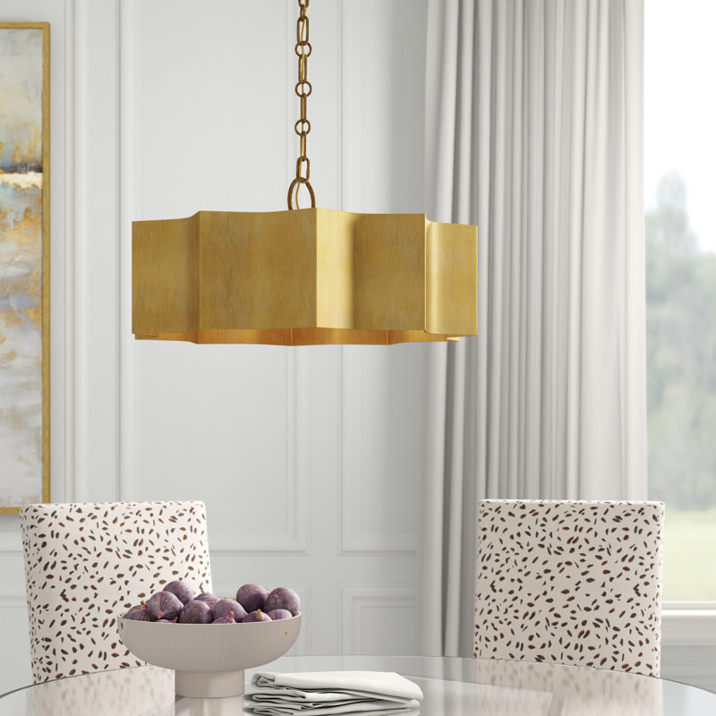 Carney 3-Light Chandelier, Patine dorée