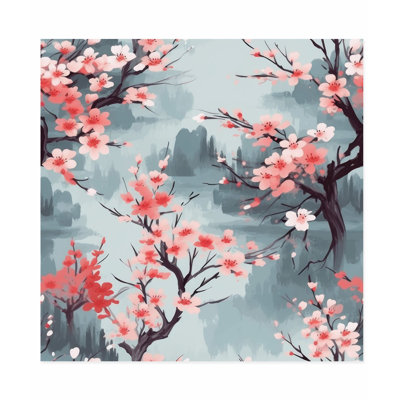 Botanical Japanese Cherry Blossom Tree I Asian Unframed Art Print