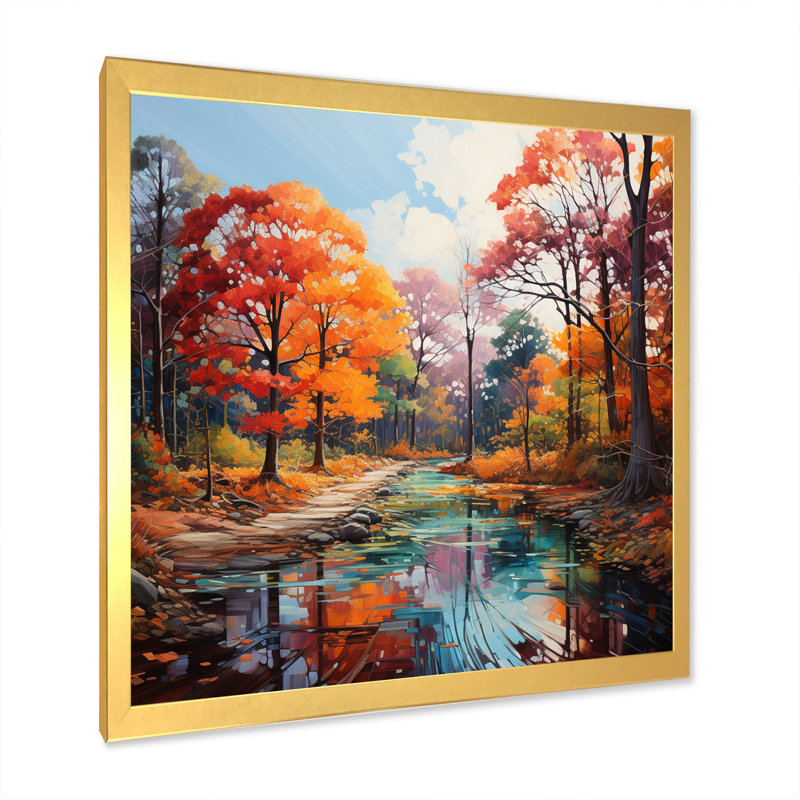 " Germany Autumn In Orange II ", 24" H x 24" W x 1" D, Gold Single Picture Framed