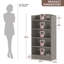 Bibliothèque multifonctionnelle en bois à 5 tablettes avec design incurvé, cloison anti-poussière et fabrication robuste pour bureau à domicile, chêne gris-443967023