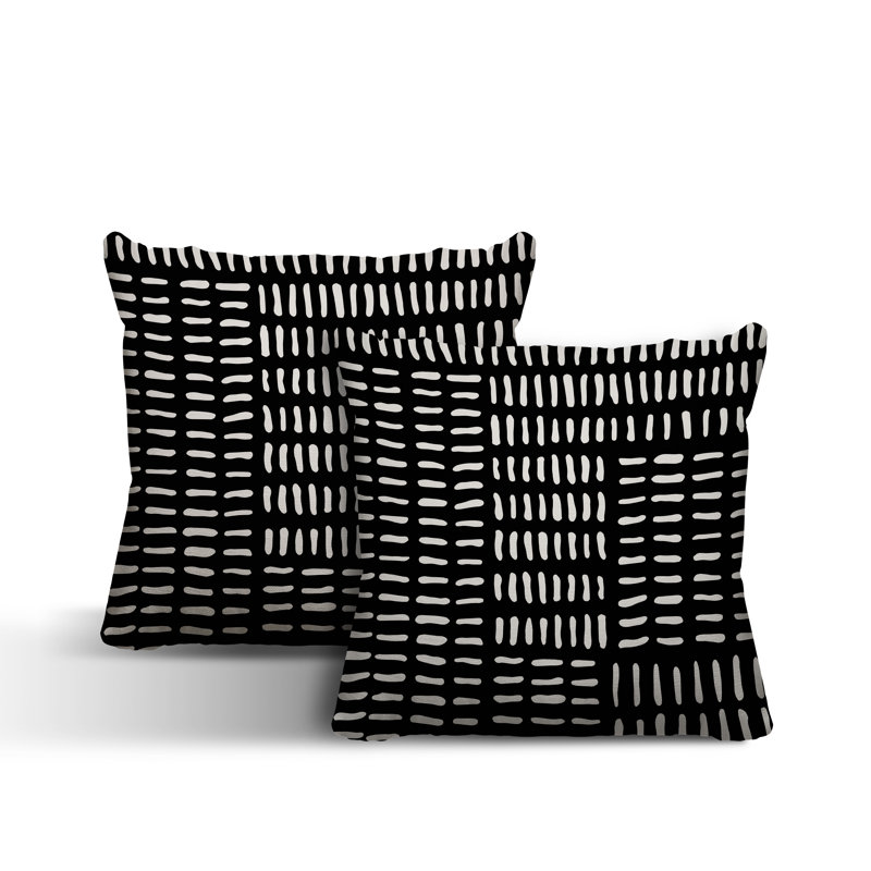 Outdoor Reversible Throw Pillow, 17W" x 17H", Black