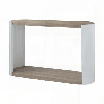 Two-Tone High Gloss Sofa Table with Oval and Round Styling