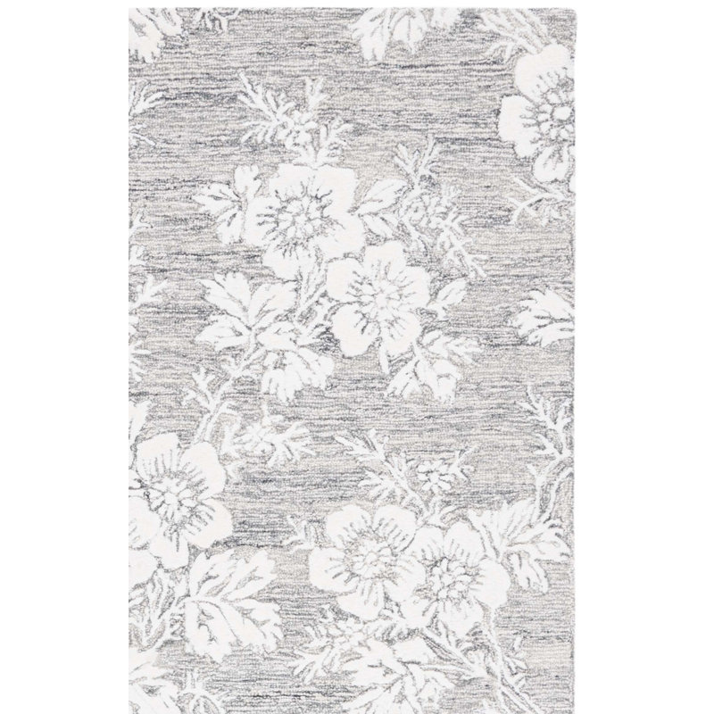 Panayiota Hand Tufted Wool, Viscose Floral Rug, Rectangle 5' x 8'