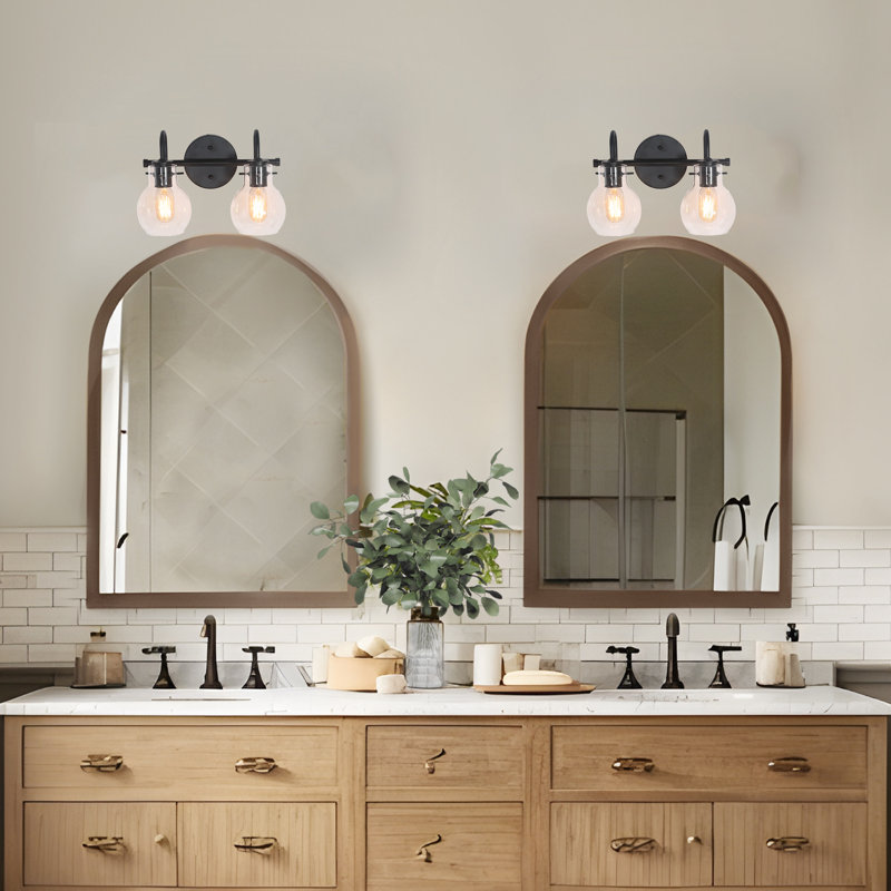  Kinman 2 - Light Dimmable Matte Black Bathroom Vanity Light ETL Certified, Black