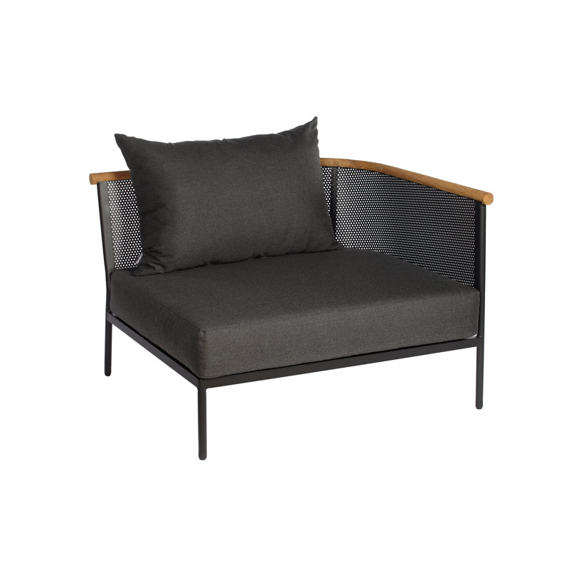 Chaise de patio d'angle avec coussin Dar, Suie, Anthracite, Oui