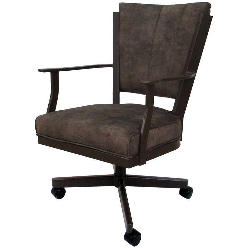 Danyael Metal Dining Caster Chair with Arms, Brown, Outlier Ash