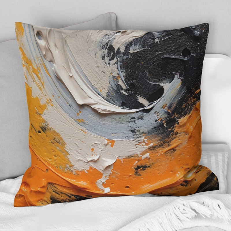 Coussin orange et noir Mystic Spirals II - Abstract Spirals