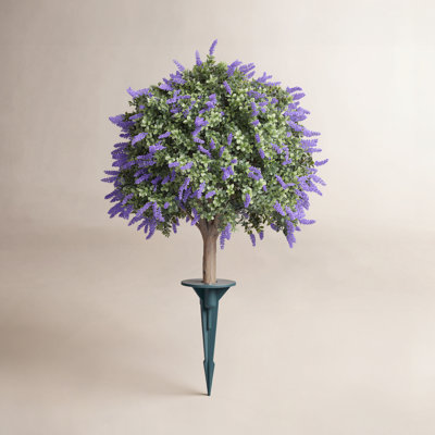 Adcock Artificial Lavender Topiary Ball Tree with Stake - UV Resistant Faux Boxwood Plant for Outdoor Front Porch & Garden Decor - Large 20" Diameter