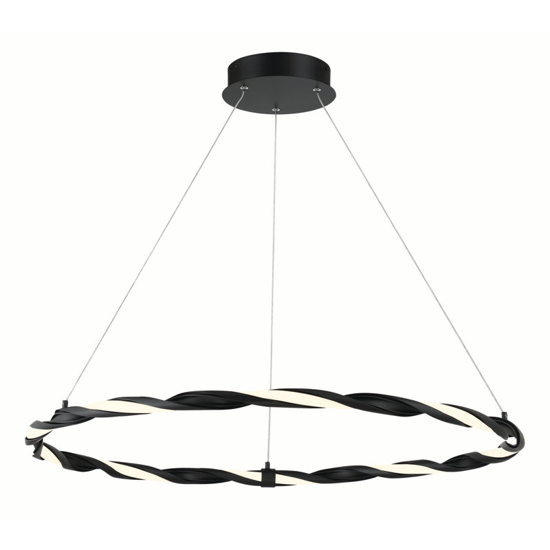 Luminaire suspendu noir mat à 1 lumière Brisha, 124.13" H x 31" W x 31" D