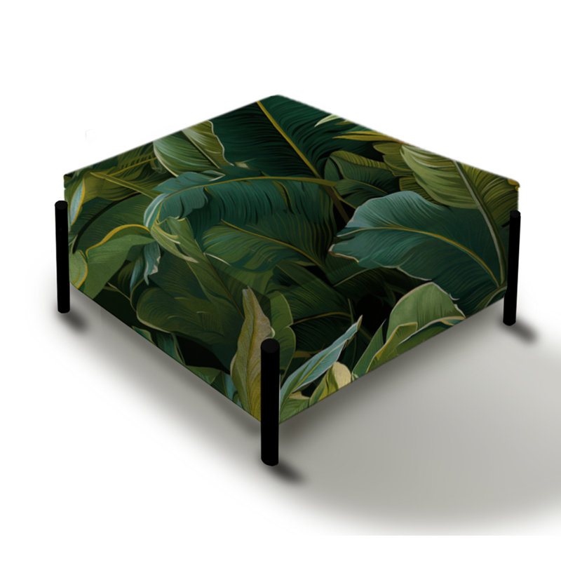Motif tropical de feuilles vertes de bananier vert - grand repose-pieds carré tropical
