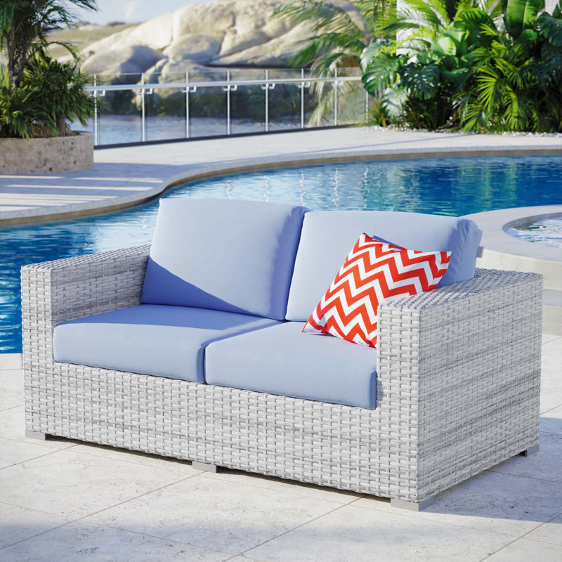 Convene Outdoor Patio Loveseat, Light Blue