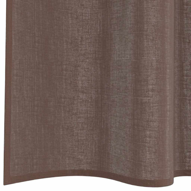 Voile Curtains With Tab Top 2 Pcs, Brown, 140cm Width x 140cm Drop