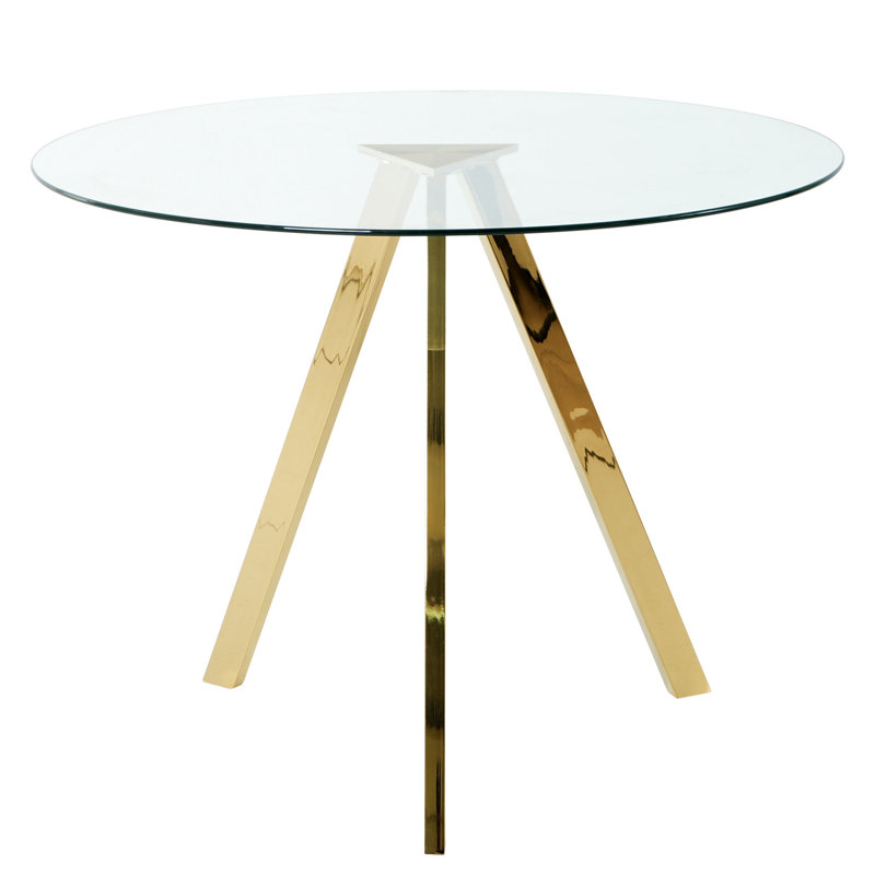 Table ronde en verre trempé de 39,2 po avec pieds dorés - Design moderne pour le salon Robuste, élégante, facile à nettoyer, moderne, élégante et propre