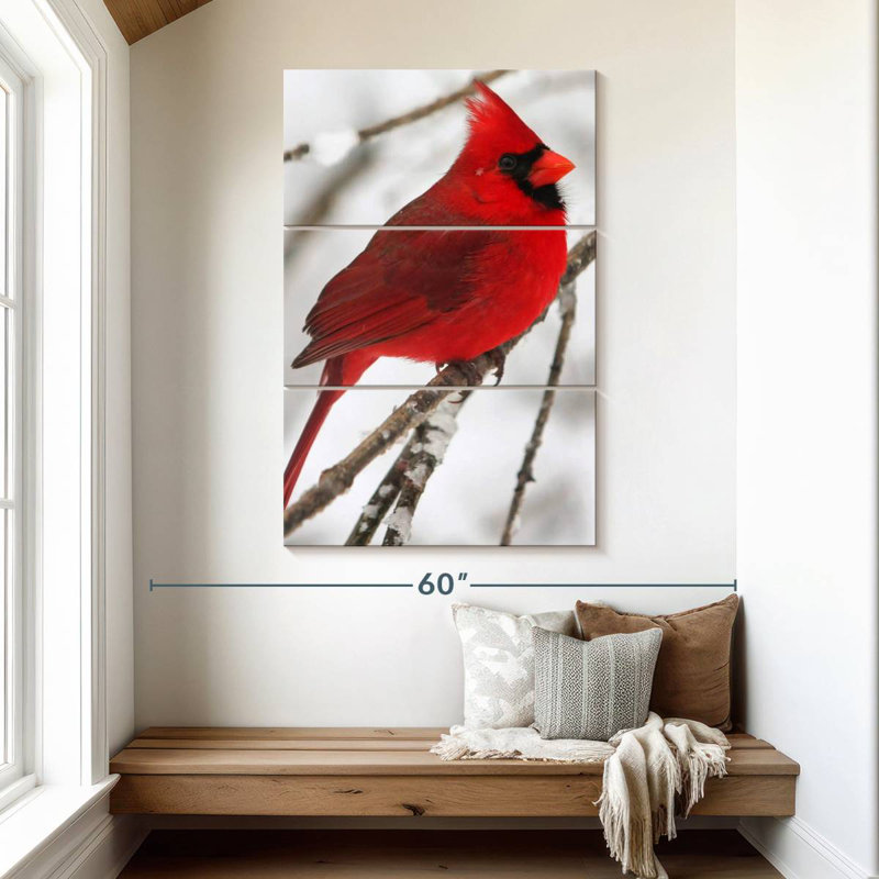 Brampt Birch Tree And Cardinal, 50" H x 32" W