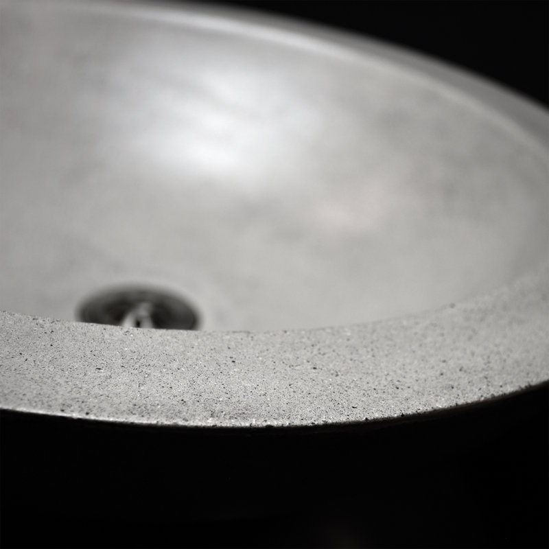Morro Concrete Handmade Circular Vessel Bathroom Sink, Ash