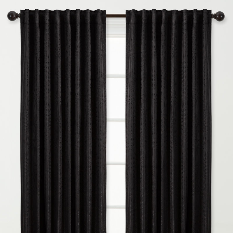 Panneaux de rideaux simples obscurcissant avec passe-tringle, l 52" x L 84", Noir