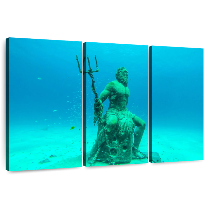 Kelan Sunken Poseidon Statue, 20" H x 33" W