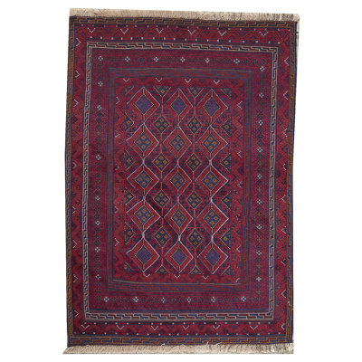 Hand-Knotted High-Quality Red and Purple Area Rug