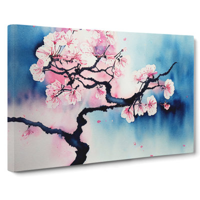 Cherry Blossom Watercolour Flowers Vol.2 - Wrapped Canvas