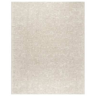 Taya Kosmas Linear Modern Abstract Cream Plush Polyester Area Rug