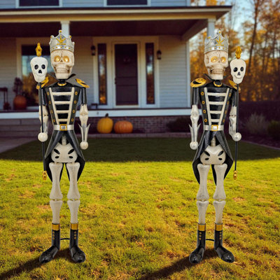 Set of 2 Assorted Standing Silver Ancient Skeleton Sentry Soldiers - Chicahua & Chipahua