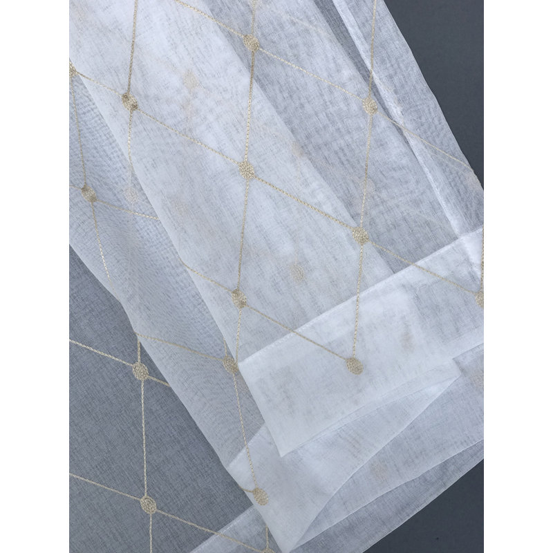 Panneau de rideau simple diaphane avec passe-tringle Renna, Or, l 54 po x L 120 po
