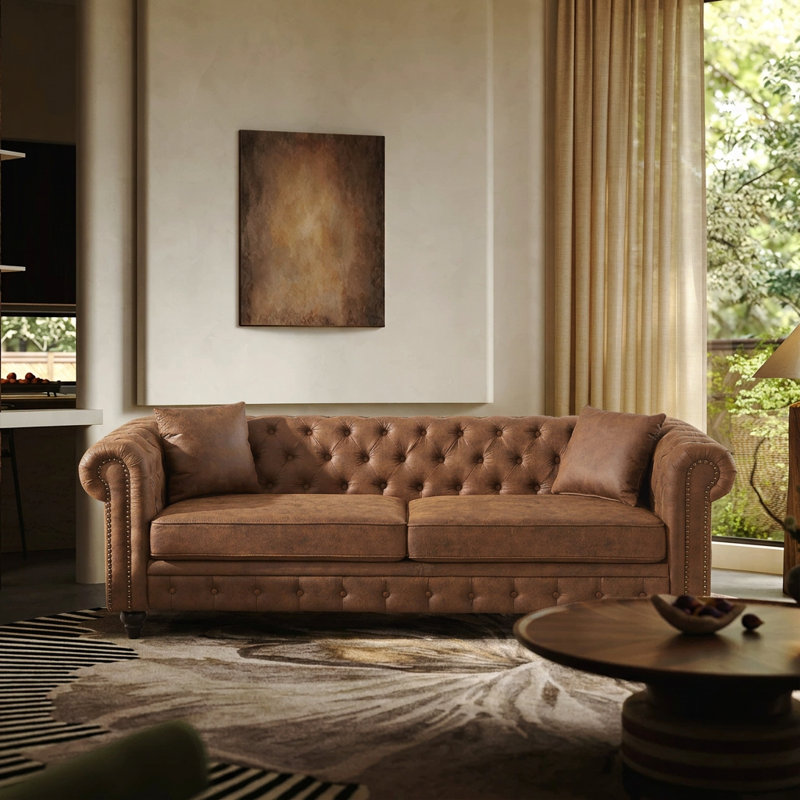 Canapé Chesterfield 85,5 po Air Leather, Brown