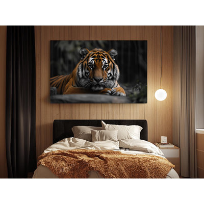 Portrait of a Tiger Resting on High-Quality Canvas Print - Handcrafted Wall Decor - Stylish Art - Gift - Wall Decor, Painting Reproduction