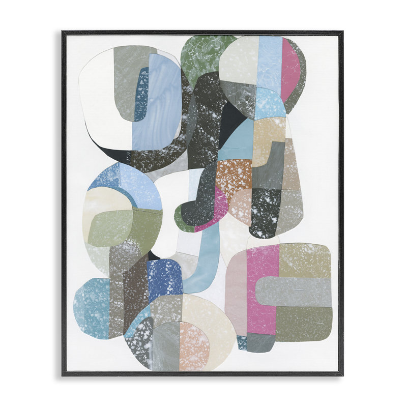 Giclée encadrée de formes pastel entrelacées, design par Coco Good, H 14 po x l 11 po, Giclée encadrée noir minuit