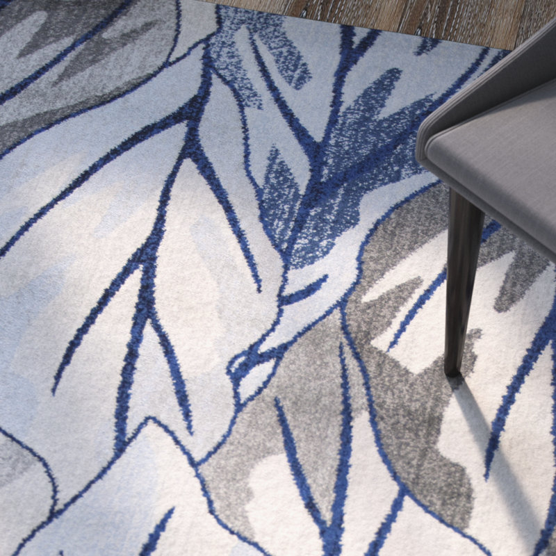Tapis gris et bleu marine Favorinus, Rectangle 9 pi 10 po x 13 pi 2 po