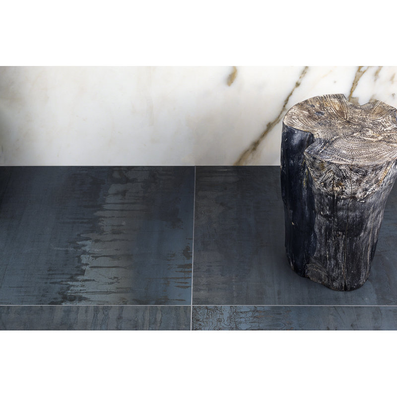 Carreau de mur et de plancher en alliage de porcelaine métallique 24 po x 24 po Alloy (15,49 pieds carrés / boîte), Bleu