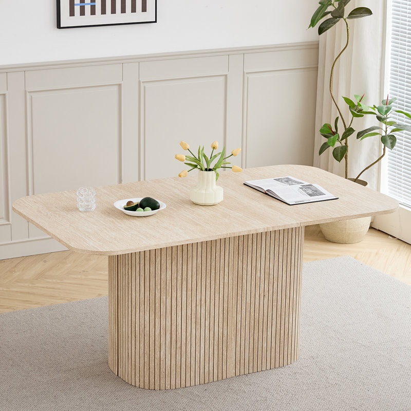 Nordic Style Wooden Dining Table - Rectangular Dining Table - For 4-6 People , Light Yellow